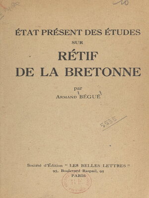 cover image of État présent des études sur Rétif de La Bretonne